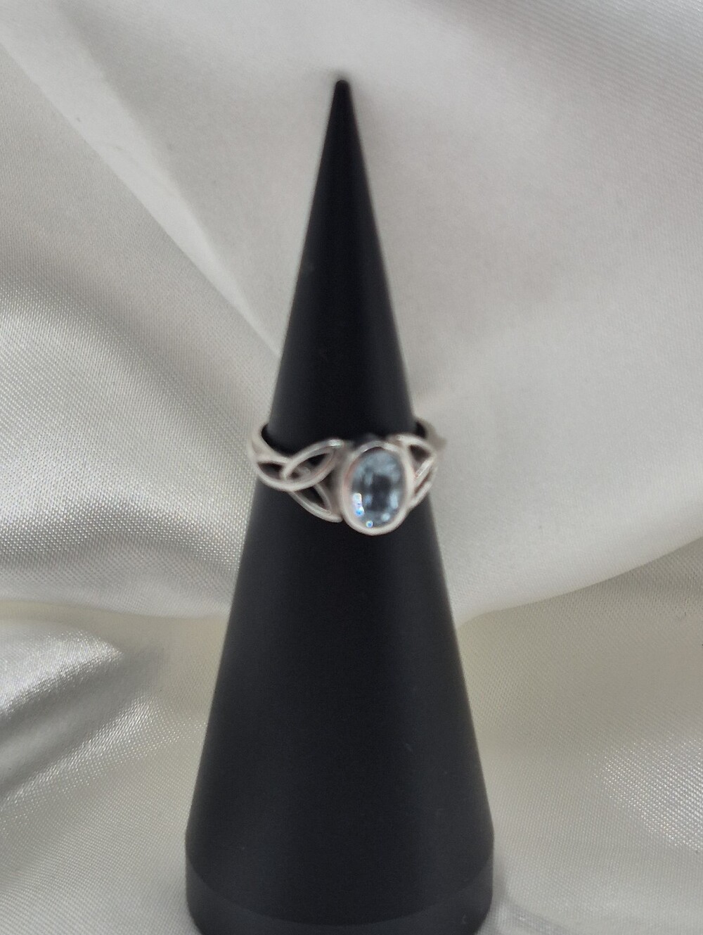 Sterling Silver Blue Topaz Celtic Knot Ring Size 3 3/4 Pinky Ring Toe Ring